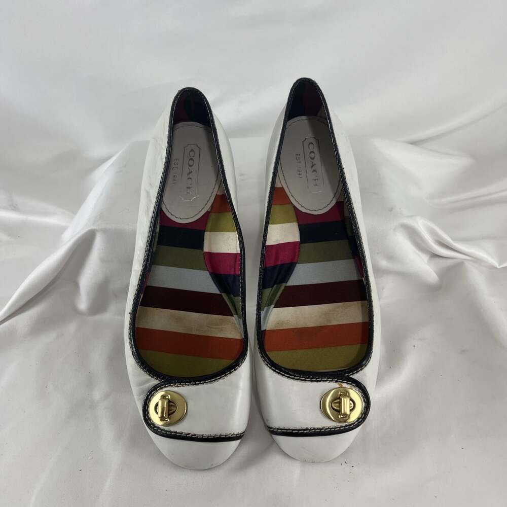 Coach Noel White Leather Ballerina Flats Women’s Size 6.5
